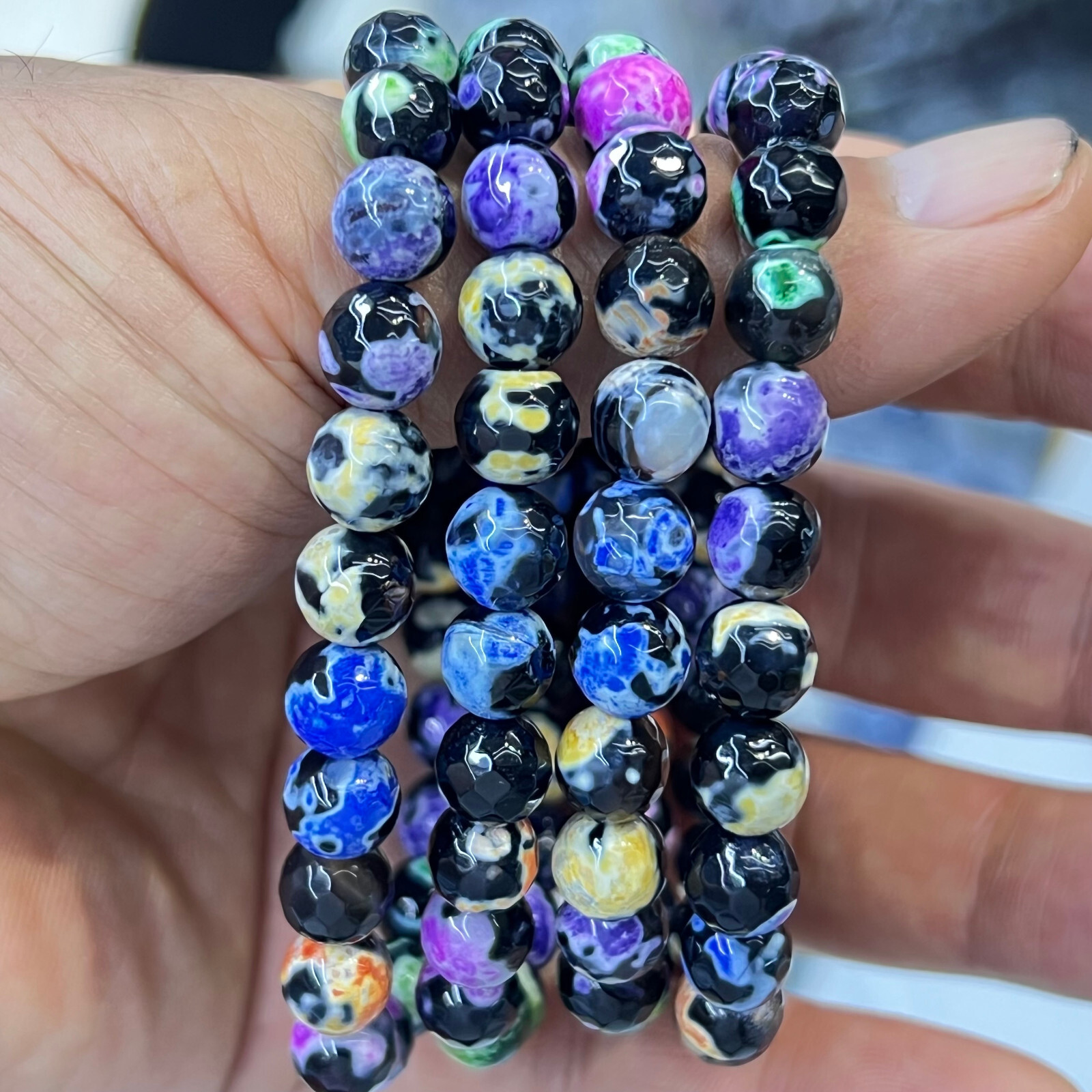 Wholesale Lot 6 Pcs agate 8 mm 7.5″ Crystal Stretch Bracelet