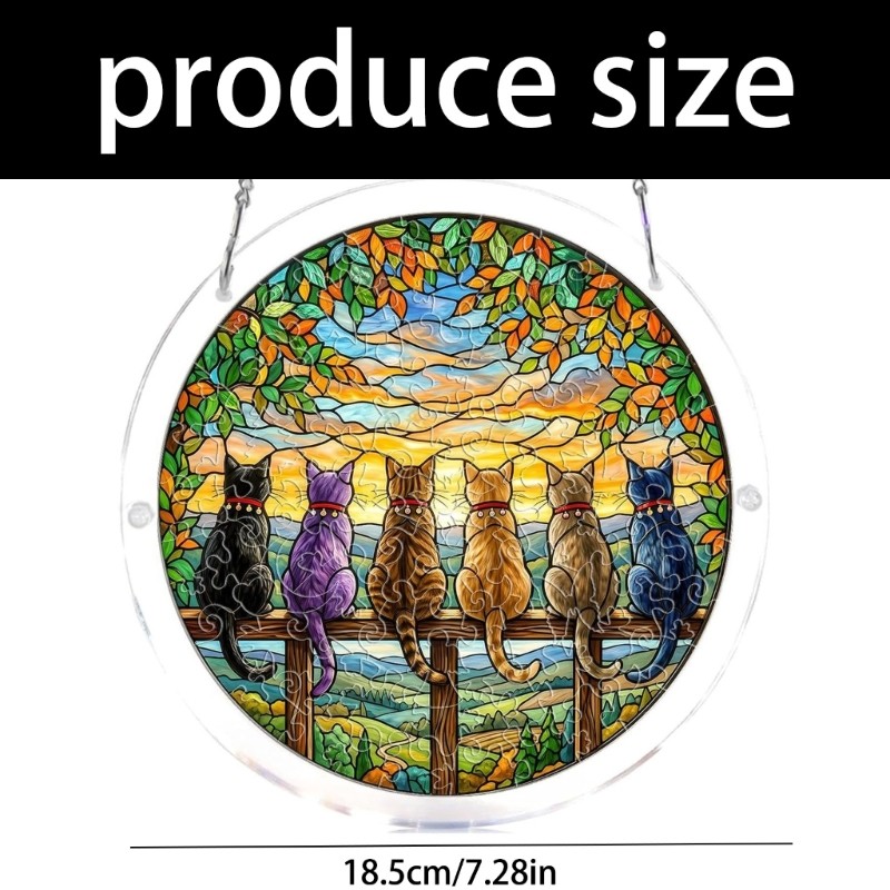 Creative Acrylic Puzzle Sun Catcher With Metal Chain Multiple Pattern Optional