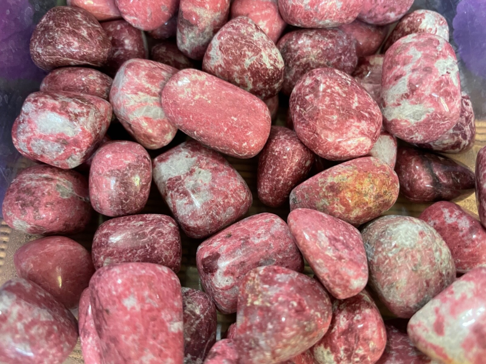 1X Pink Thulite Tumbled Stone 20-25mm Reiki Healing Crystal Speaking Introverts