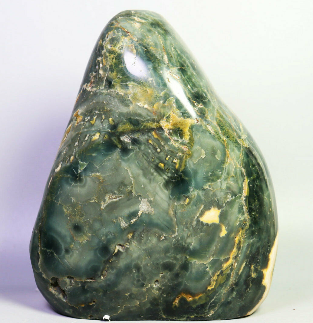 3.59lb Natural Ocean Jasper Crystal Agate Geode Gemstone Flame Reiki Statue