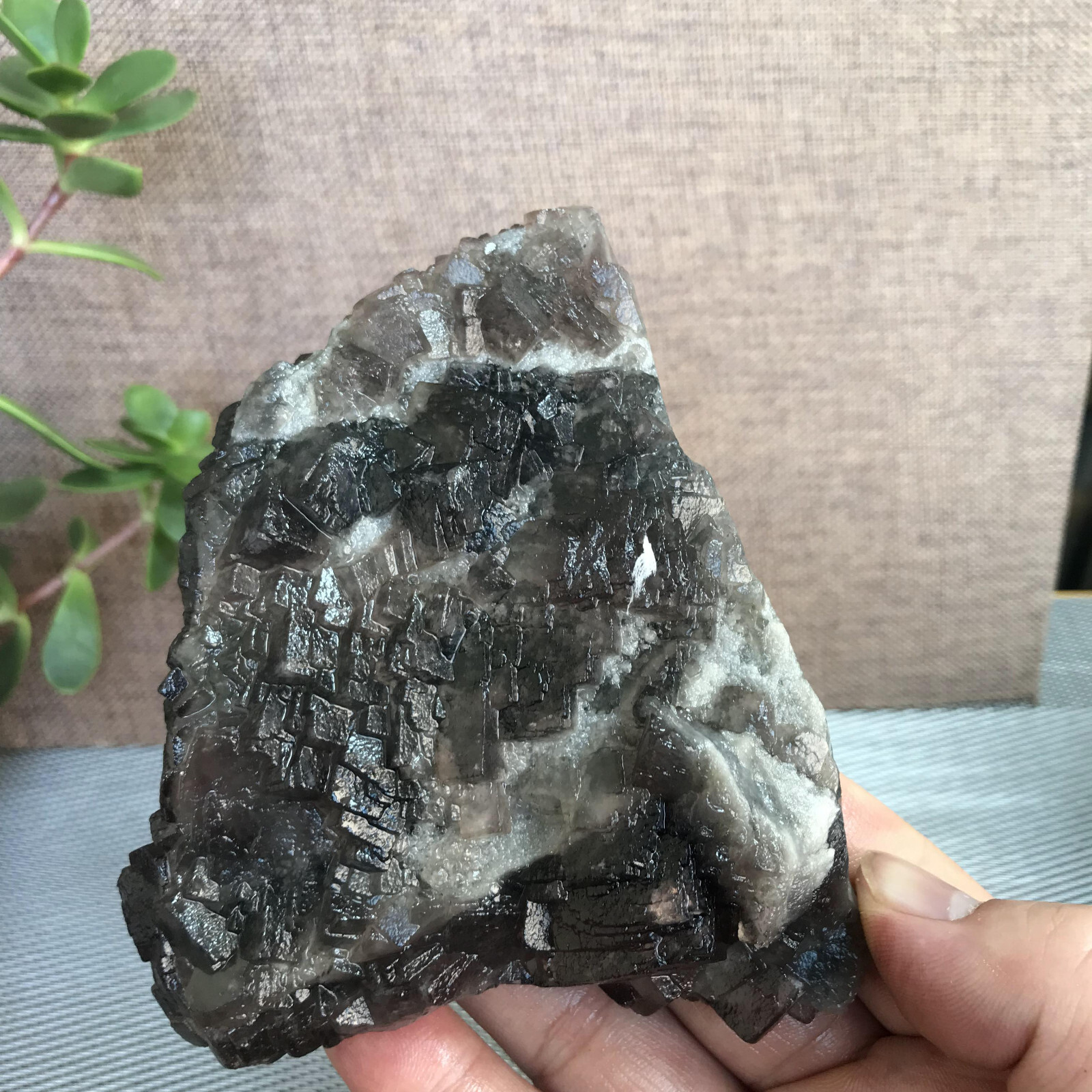 112mm NATURAL Grey Cubic FLUORITE Crystal Cluster Mineral Specimen 552g A1283