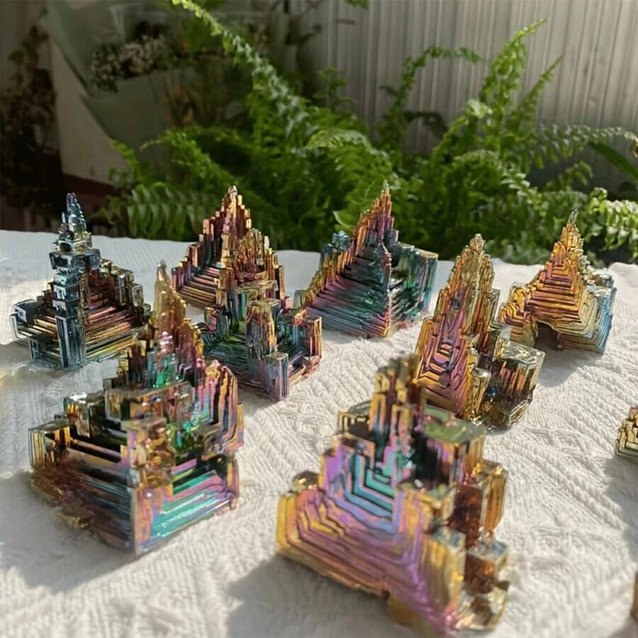 Natural Raw Rough Rainbow Bismuth Titanium Cluster Specimen Mineral Home Decor