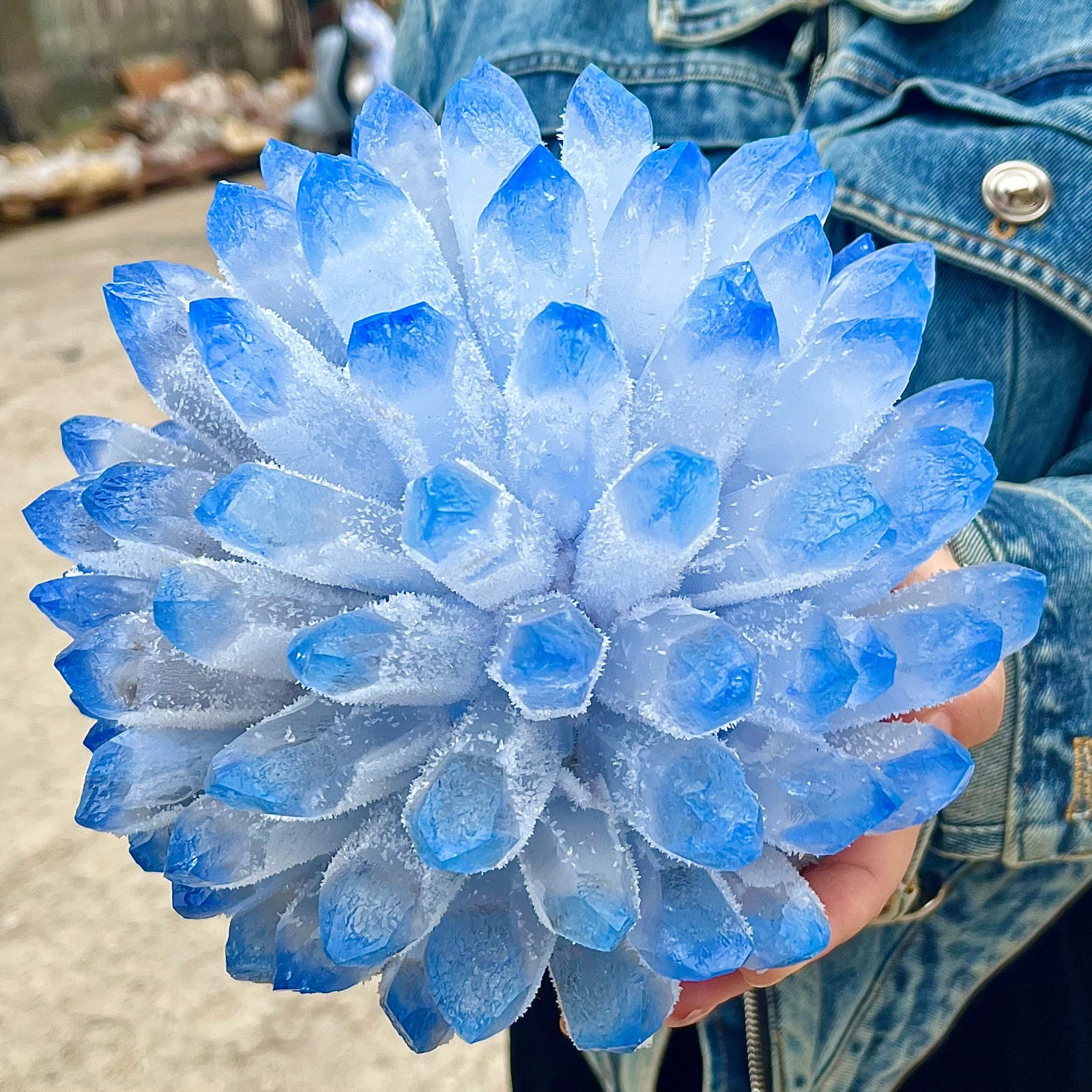 12.54LB eatiful blue Tibetan Ghost phantom Quartz Crystal Cluster Specimen