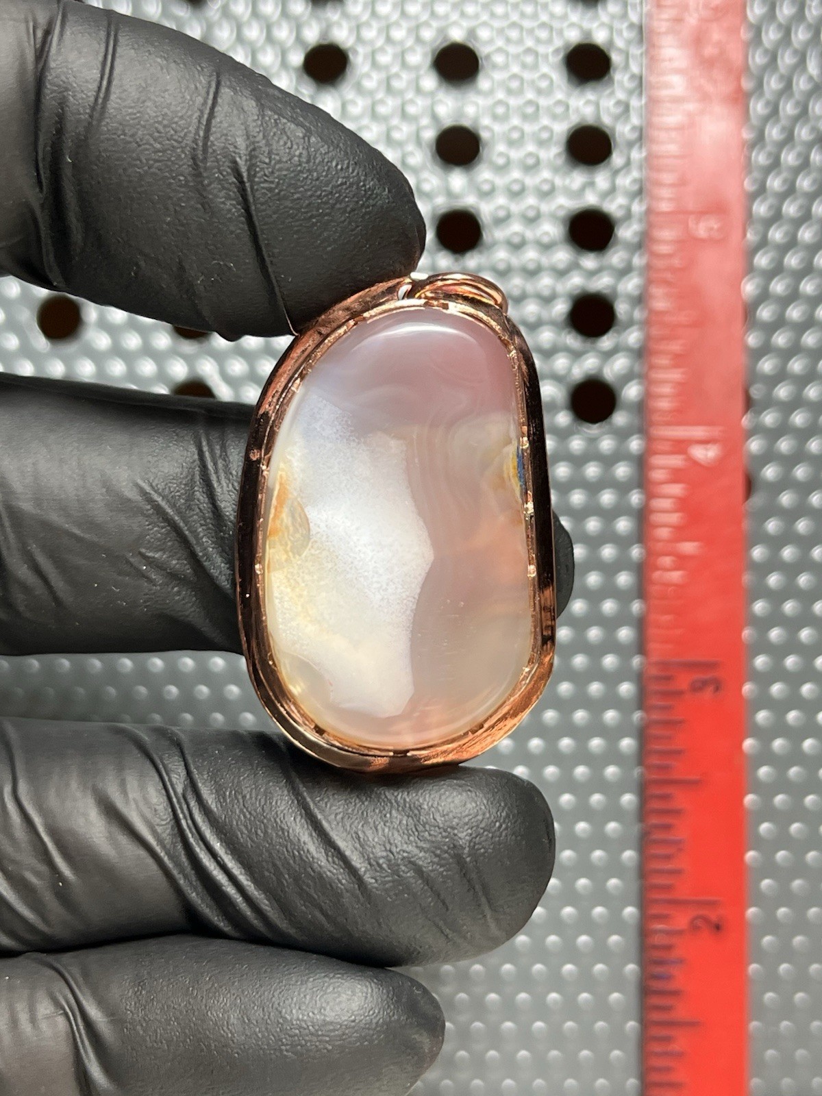 Pink Mozambique Agate Beautifully Set In Copper. Pendant Number 157￼