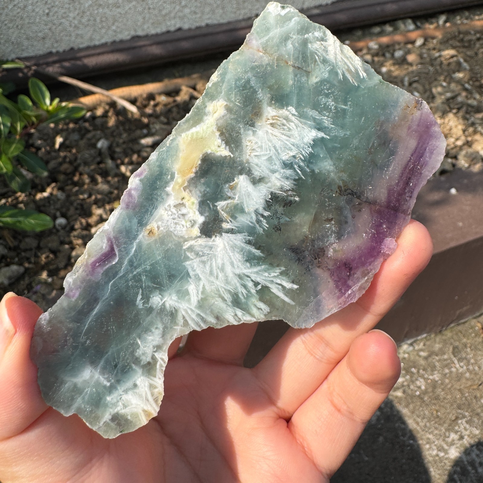 100G Natural feather fluorite crystal slice rough quartz crystal specimen healin
