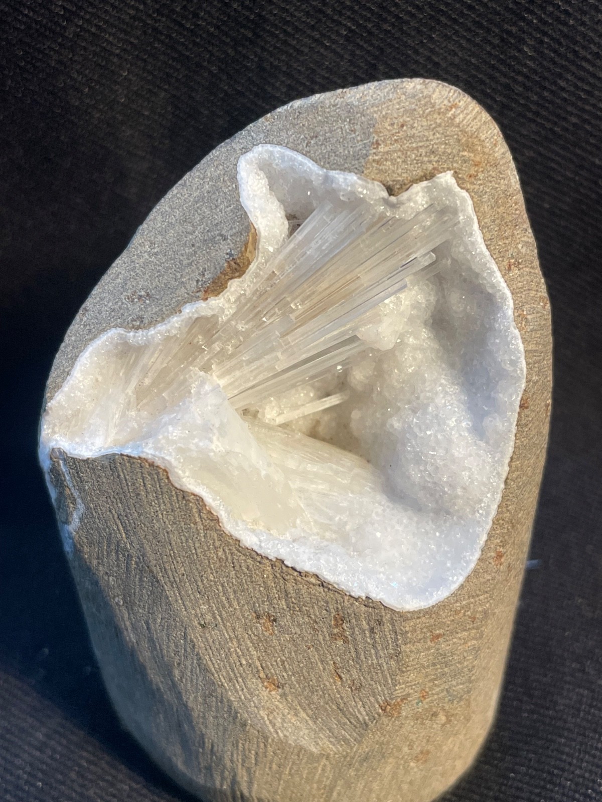 Scolecite Geode W/ spray in quartz cluster stunning specimen