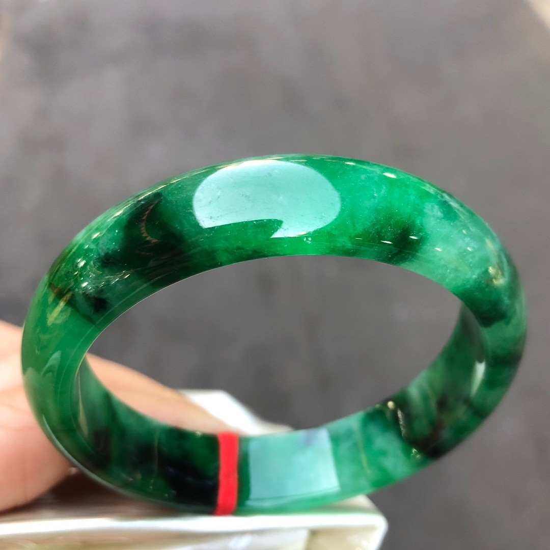 Certified Natural Grade AAA Ice Green Burmese Jade jadeite bracelet bangle 59MM