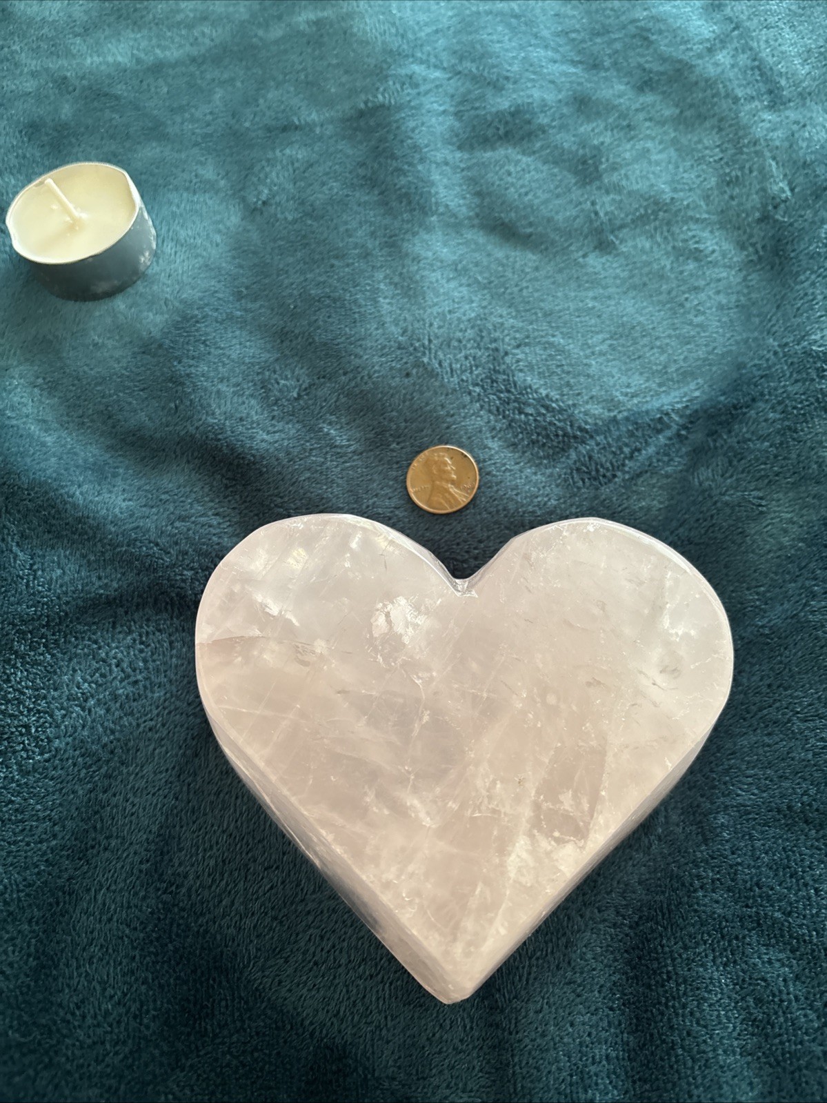 Large Rose Quartz Crystal Heart Bowl Handmade Crystal Home Office Decorative
