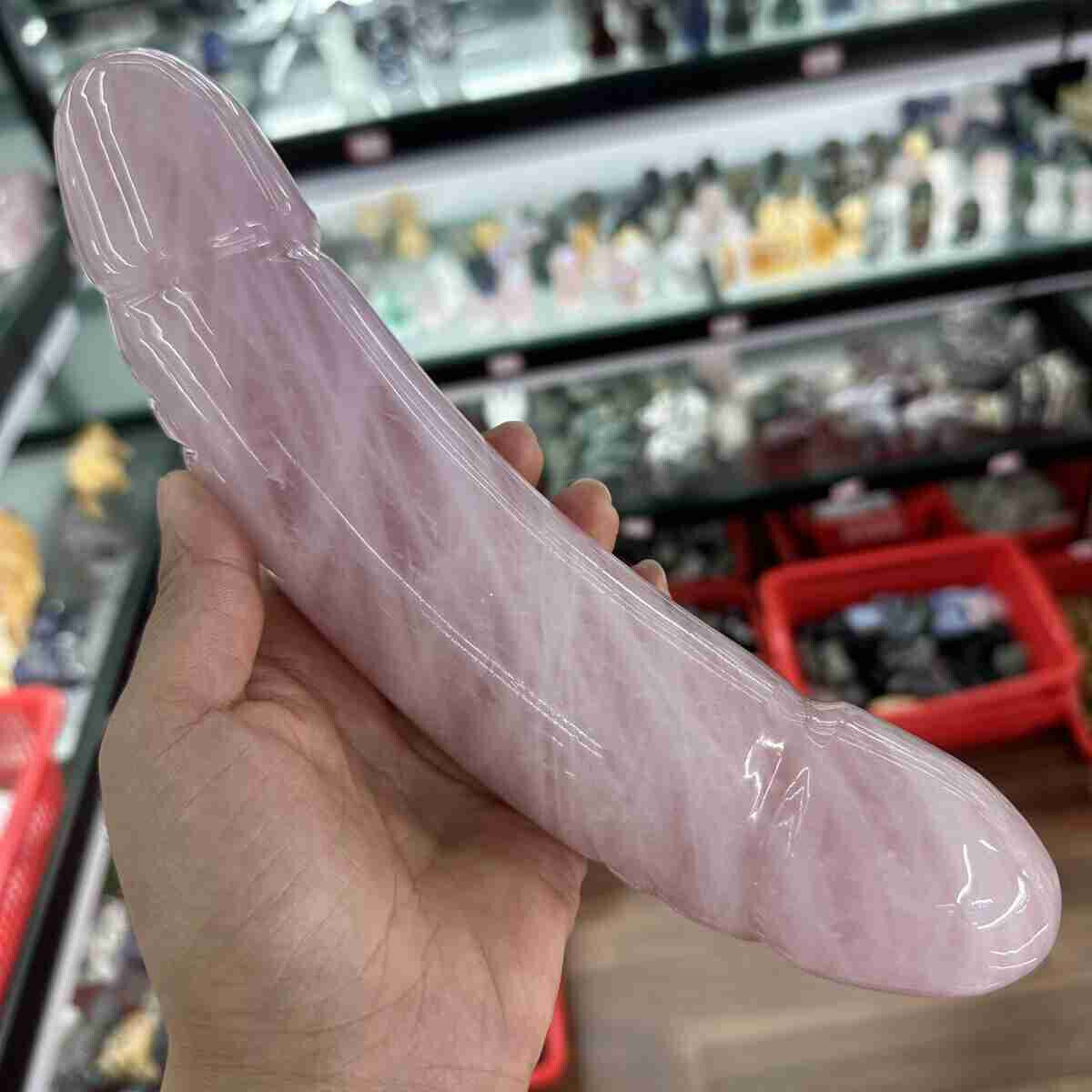 1PC natural pink rose quartz Male penis crystal carved healing skull gift decor