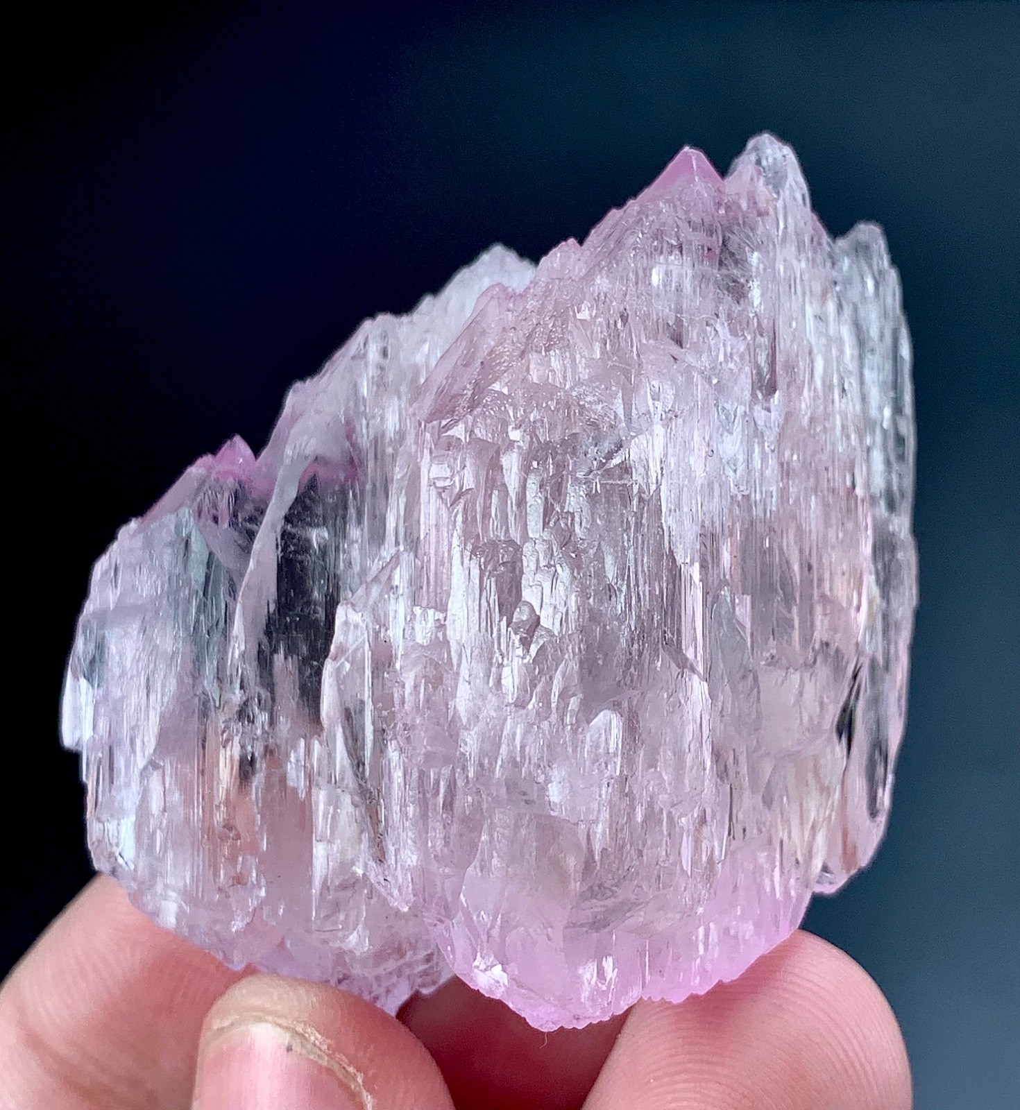 Natural Etched Pink Kunzite Crystal specimen from Afghanistan