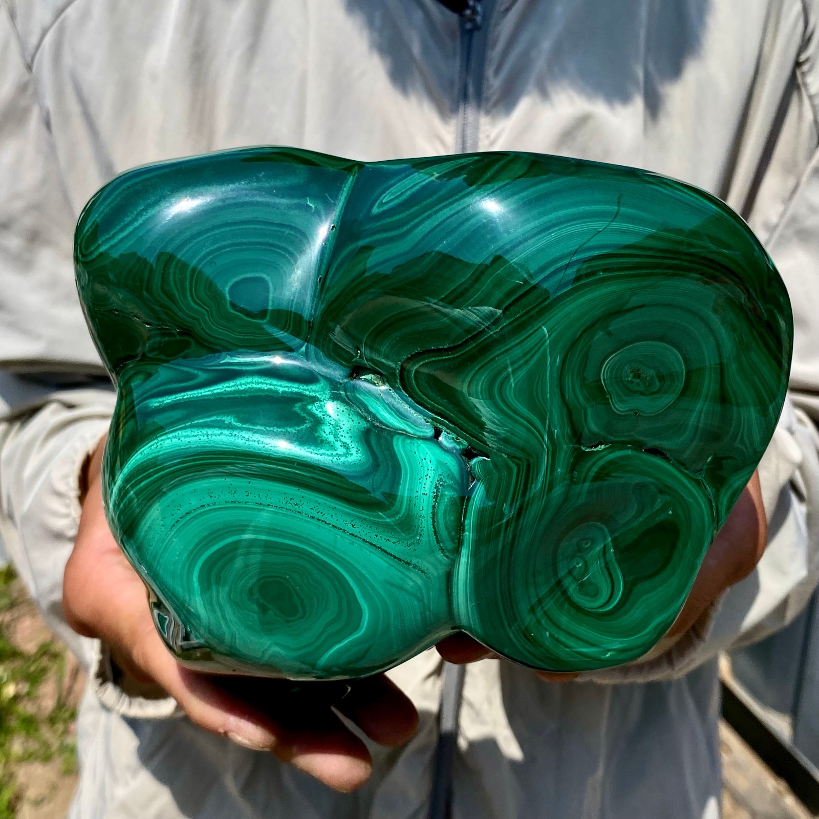 5.93LB Natural glossy Malachite transparent cluster rough mineral sample