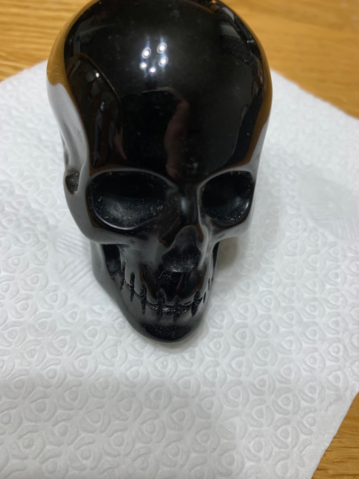 2-1/4”, 6.8 oz.Black Obsidian Crystal Skull Hand Carved Human Skeleton Figur…