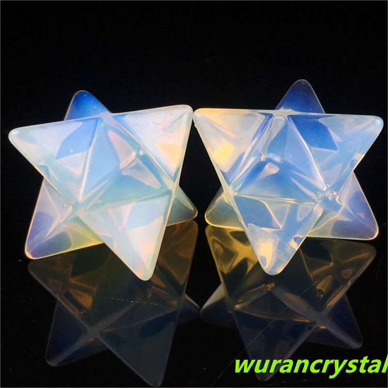 1pc AA++Carved Opalite Merkaba Star Quartz Crystal Pendant Reiki Healing