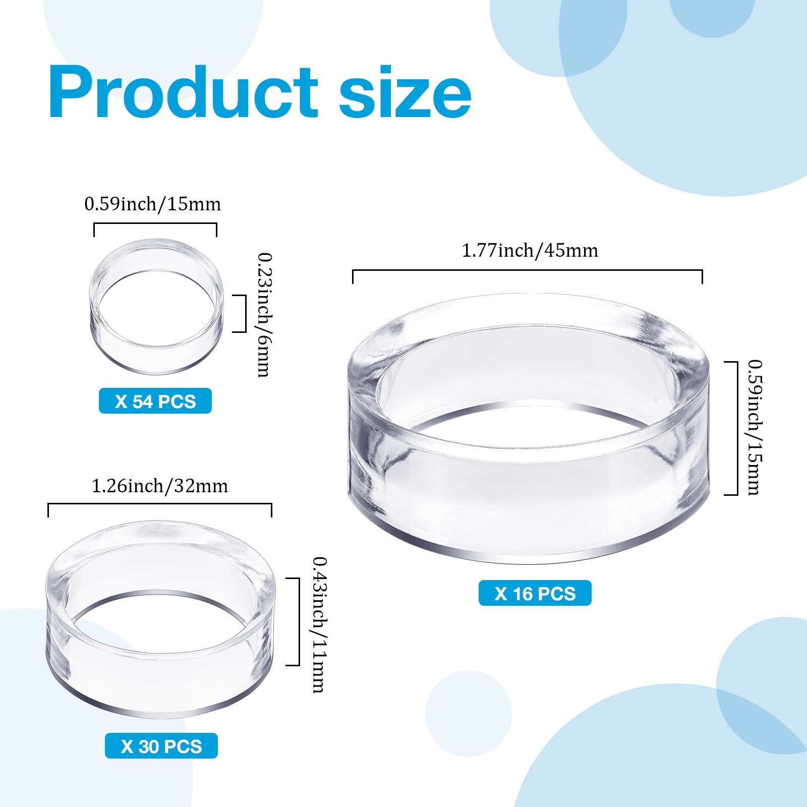 100PCS Clear Acrylic Crystal Sphere Stands Egg Holders for Balls Marbles 3 Sizes