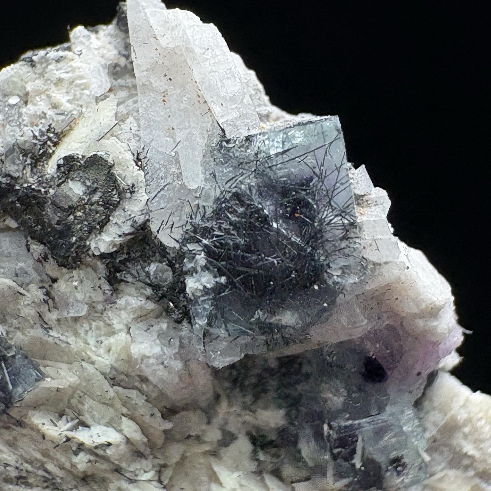 Natural Phantom Fluorite w/ Rutile & Quartz Cluster Raw Specimen Inner Mongolia