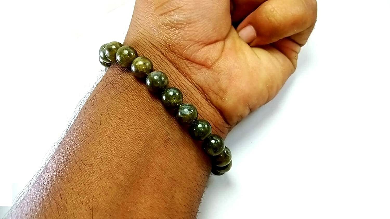 labradorite Smooth Round Gemstone Beads Elastic Cord Bracelet 8 mm size