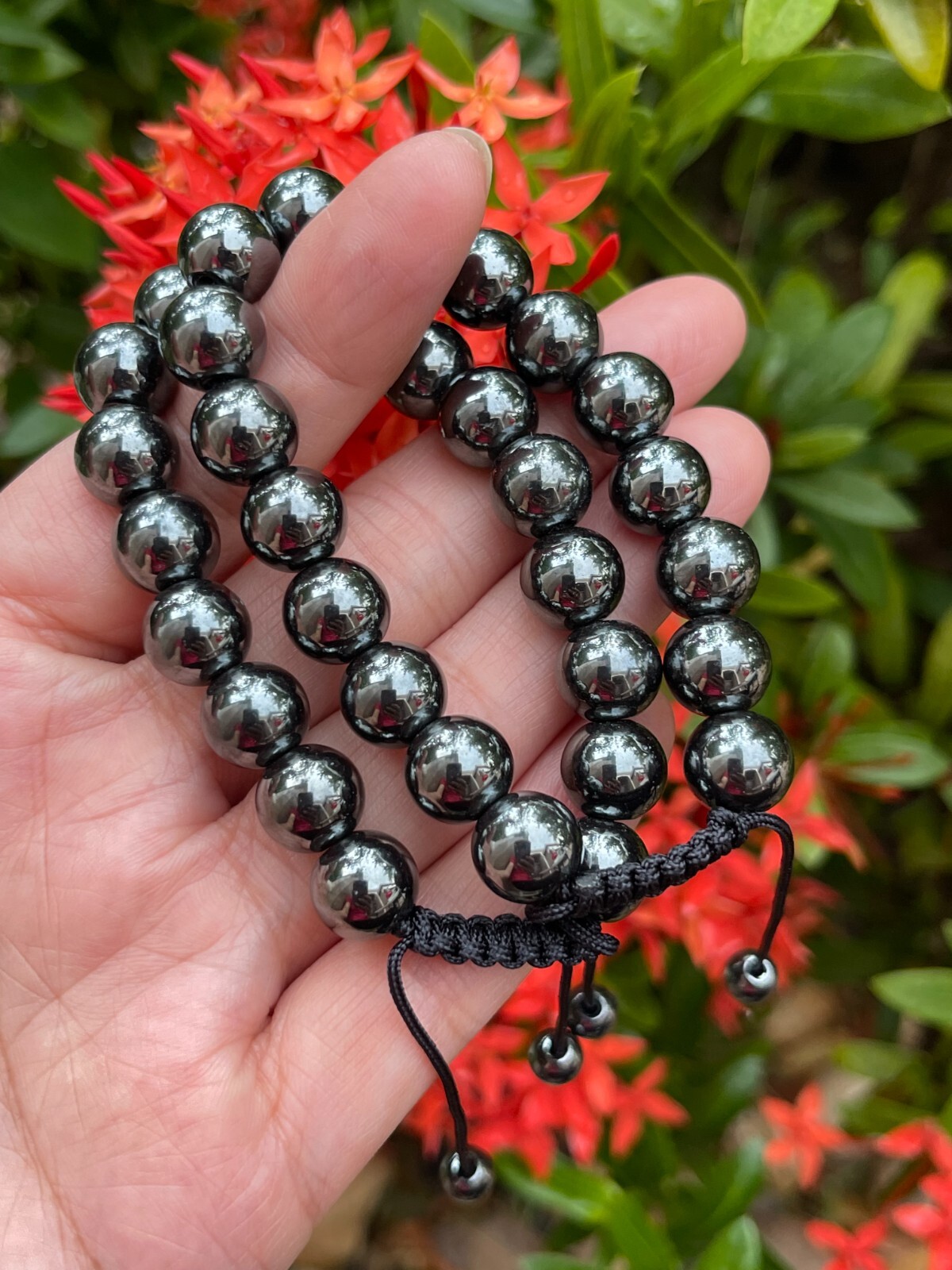 Grade A++ Hematite Crystal Adjustable Bead Bracelet 10mm, Genuine Gems Bracelets