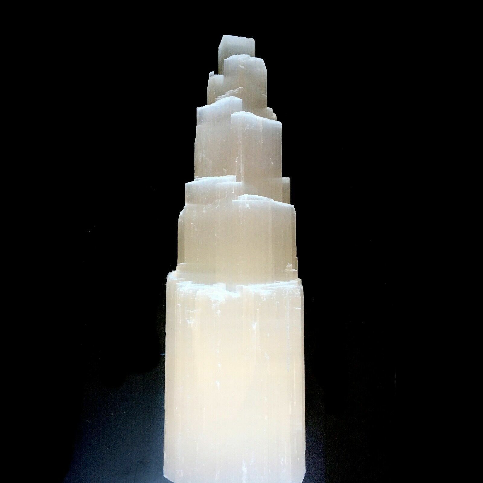 XL ” Selenite Crystal Tower Lamp Natural Healing Light w/ LED Cord & Bulb 12″