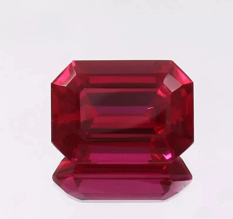 Certified Natural Burmese Flawless Red Ruby 10.75 Ct+ Emerald Cut Loose Gemstone