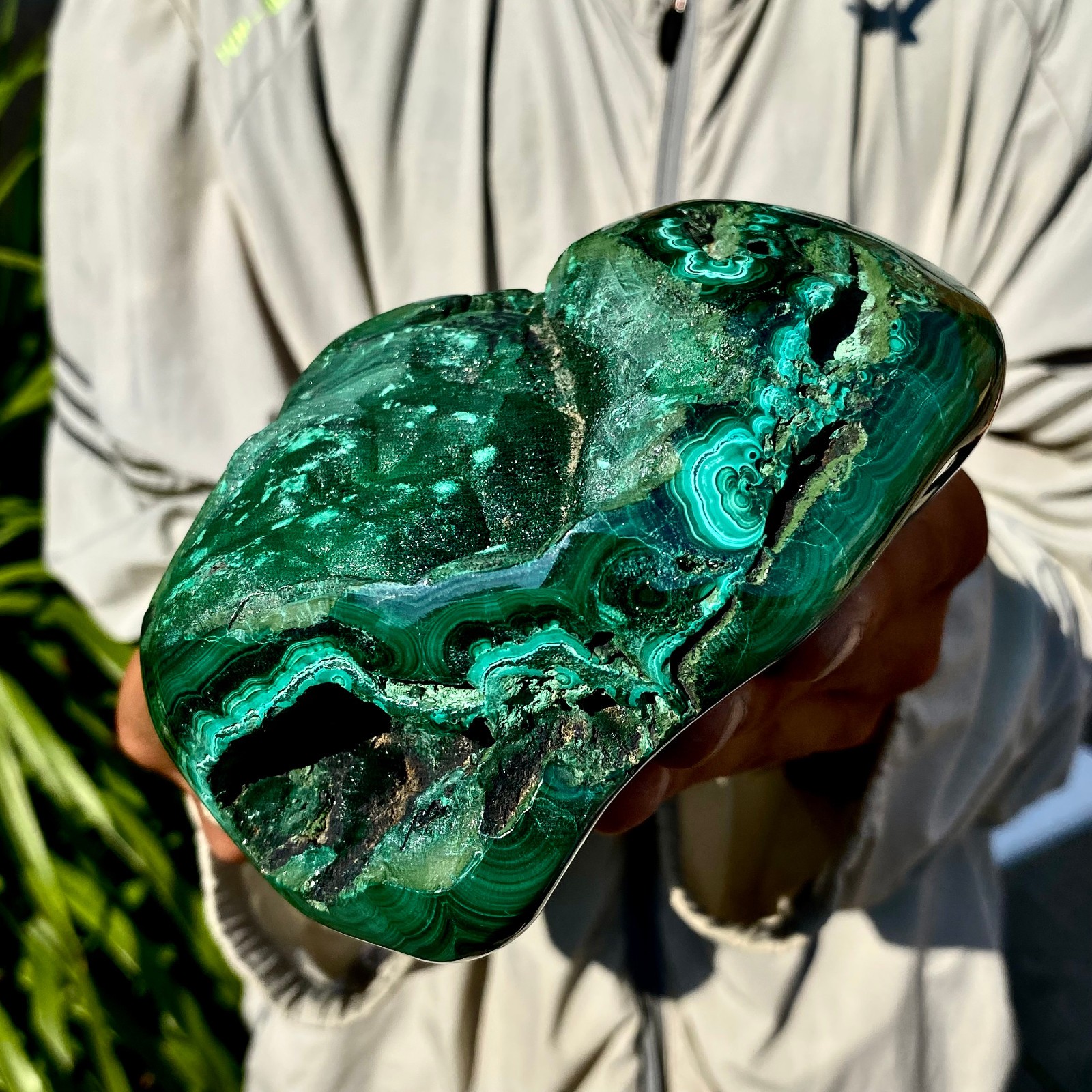 3.3LB Natural glossy Malachite transparent cluster rough mineral sample