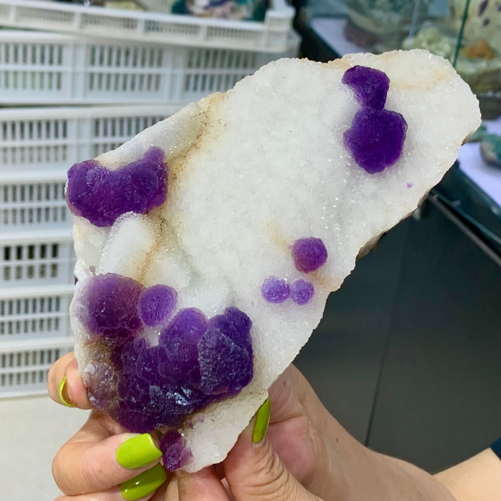 1.68LB Natural Purple fluorite spherical mineral crystal sample/Chengde, Hebei