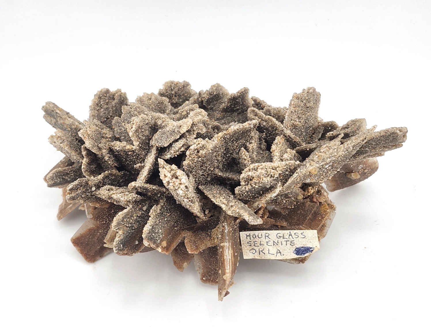 Hourglass Selenite Gypsum Crystal Cluster Oklahoma Old Stock 410 Grams