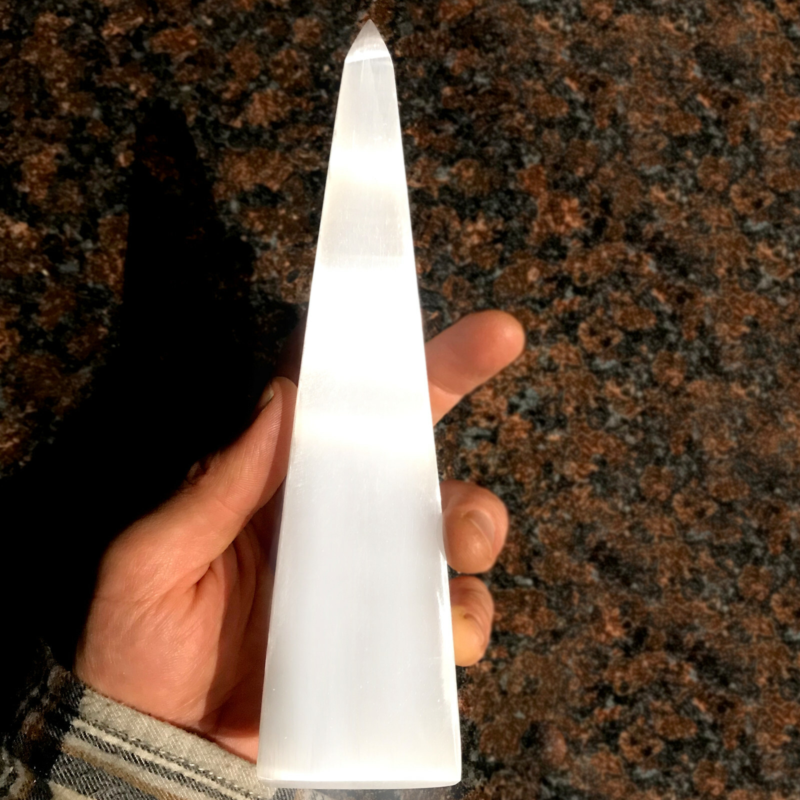 Large SELENITE TOWER 8″ inch Crystal Obelisk Morocco Natural Carved Heal Energy
