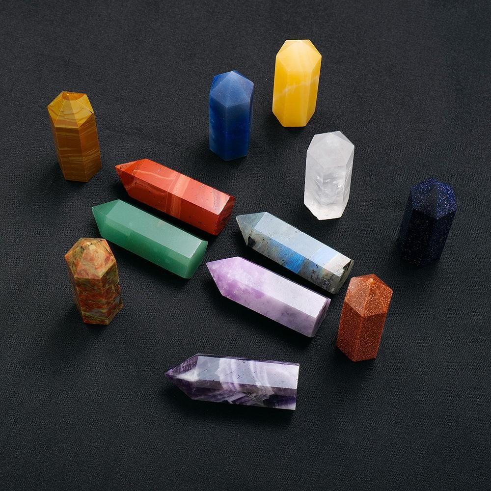 45mm Natural Crystal Point Wand 6 Faceted Prism Reiki Healing Chakra Stone