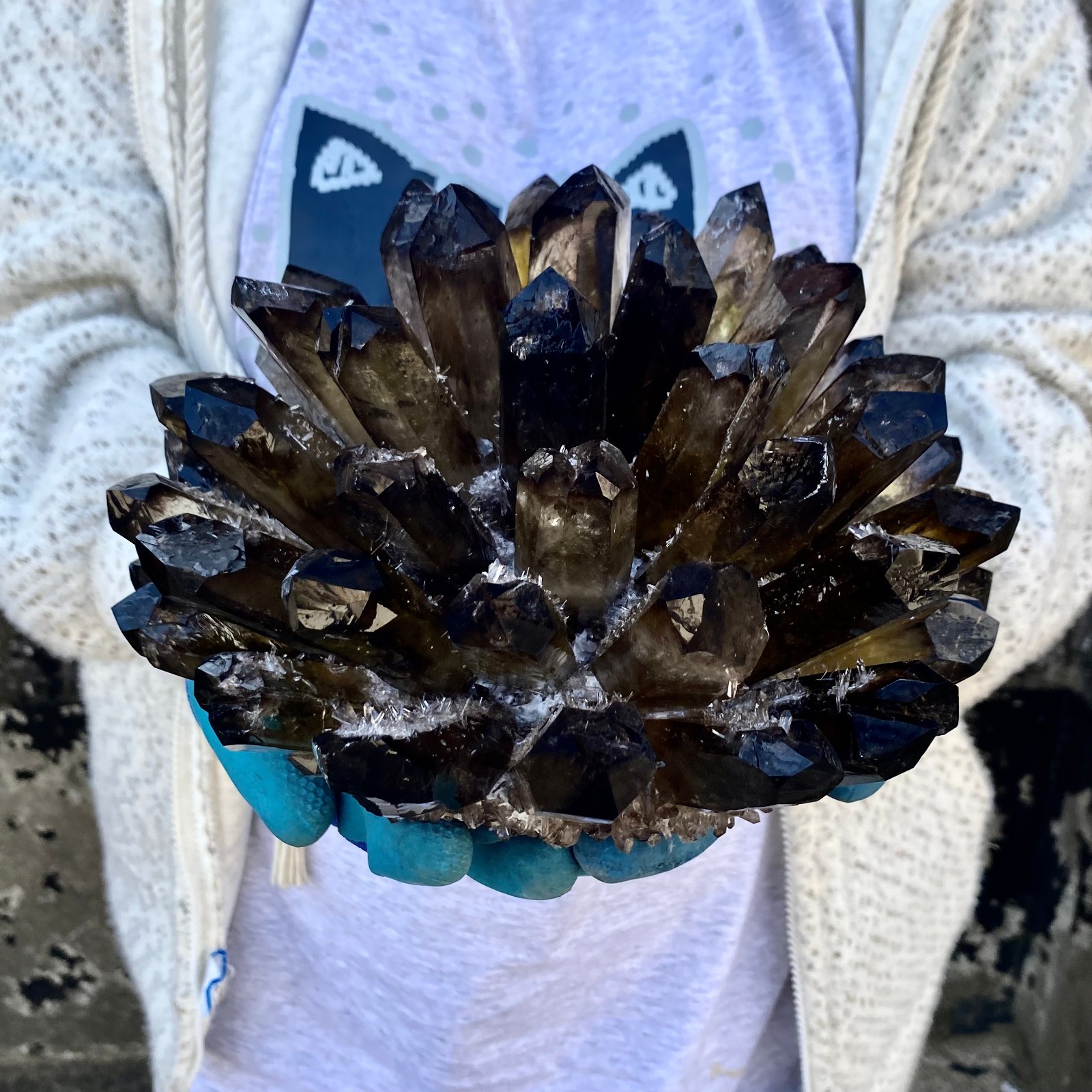 12G New Find black Phantom Quartz Crystal Cluster Mineral Specimen Healing