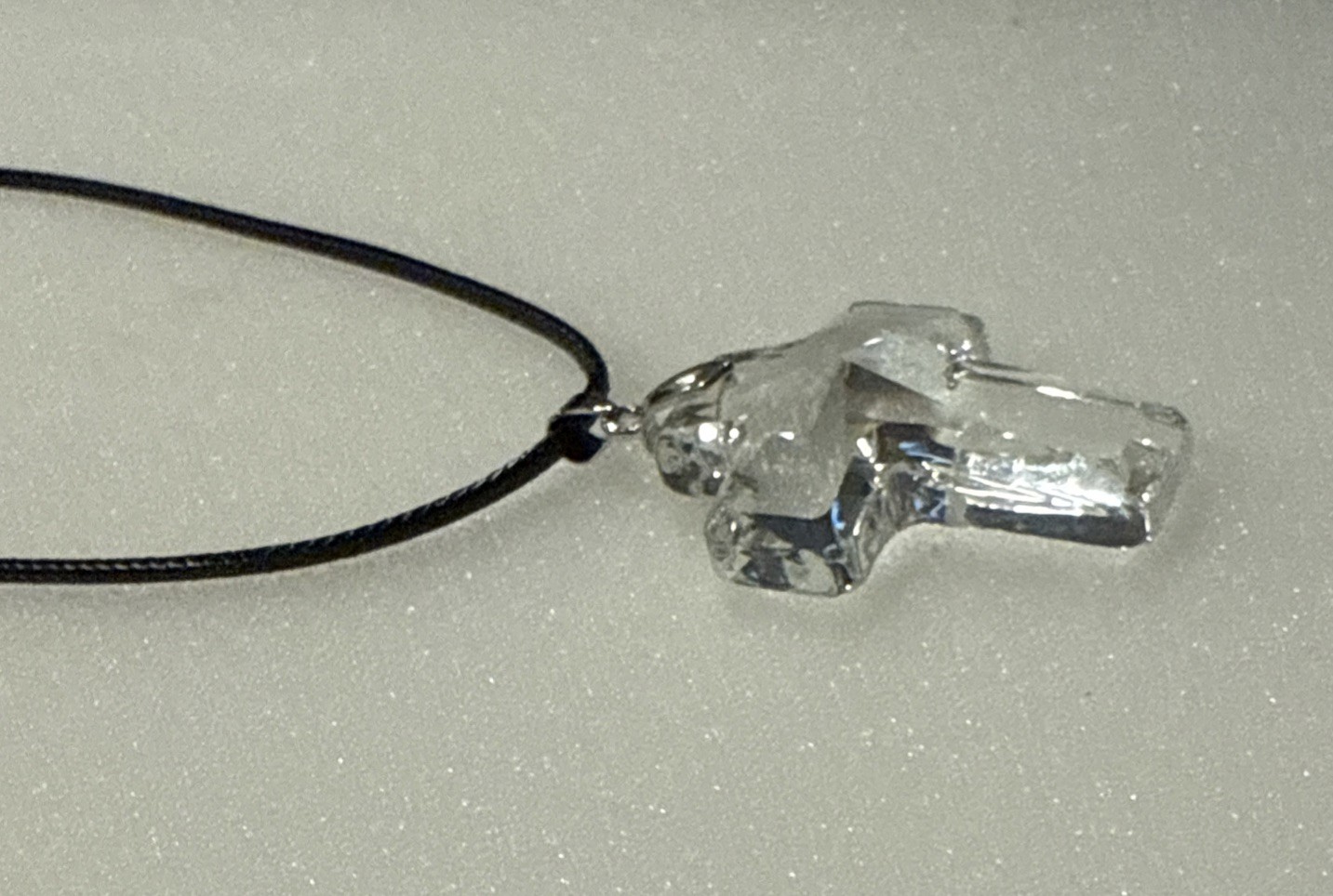 40x30mm Clear Crystal Cross- 16 inches Black Pendant/Necklace- New
