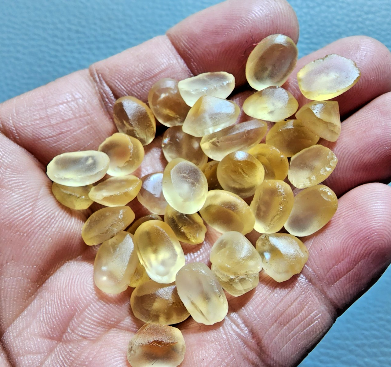 35 Pcs Yellow Citrine Topaz Without Cutting, 10-13MM Faceted Cabochon Gemstone