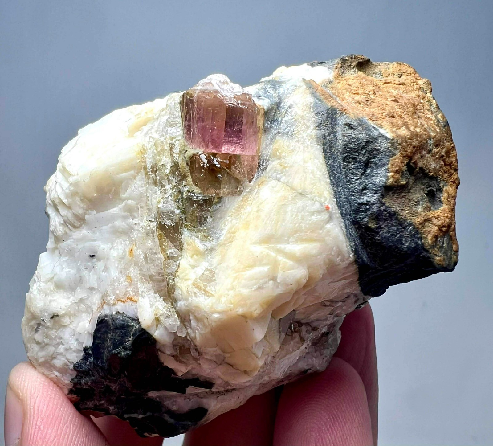 144 Gram Ultra Rare Eye Clean Pink Katlang Topaz Huge Crystal On Matrix @PAK