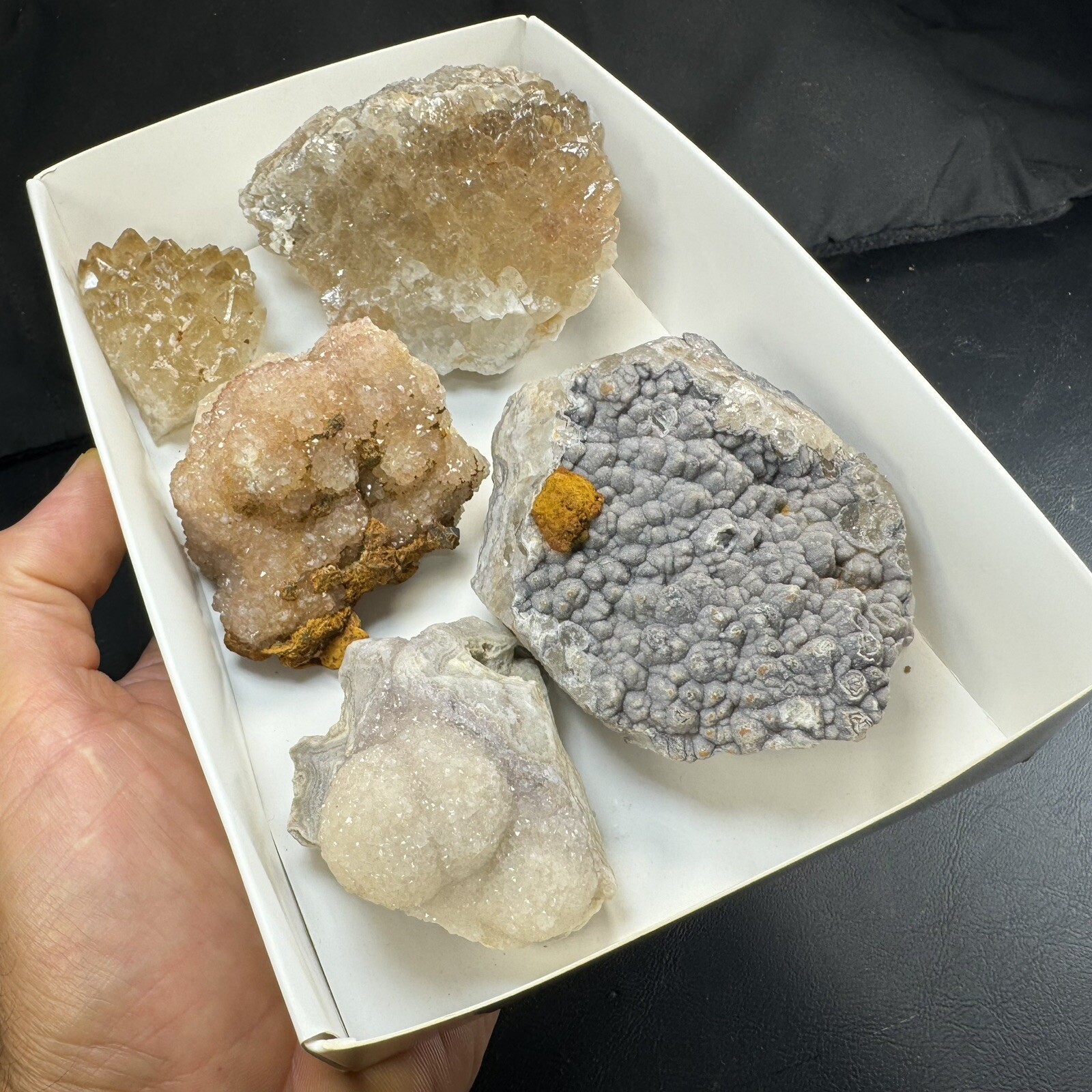 Lot of 5 Quartz Crystal Druse Clusters on Lace Agate | Missouri