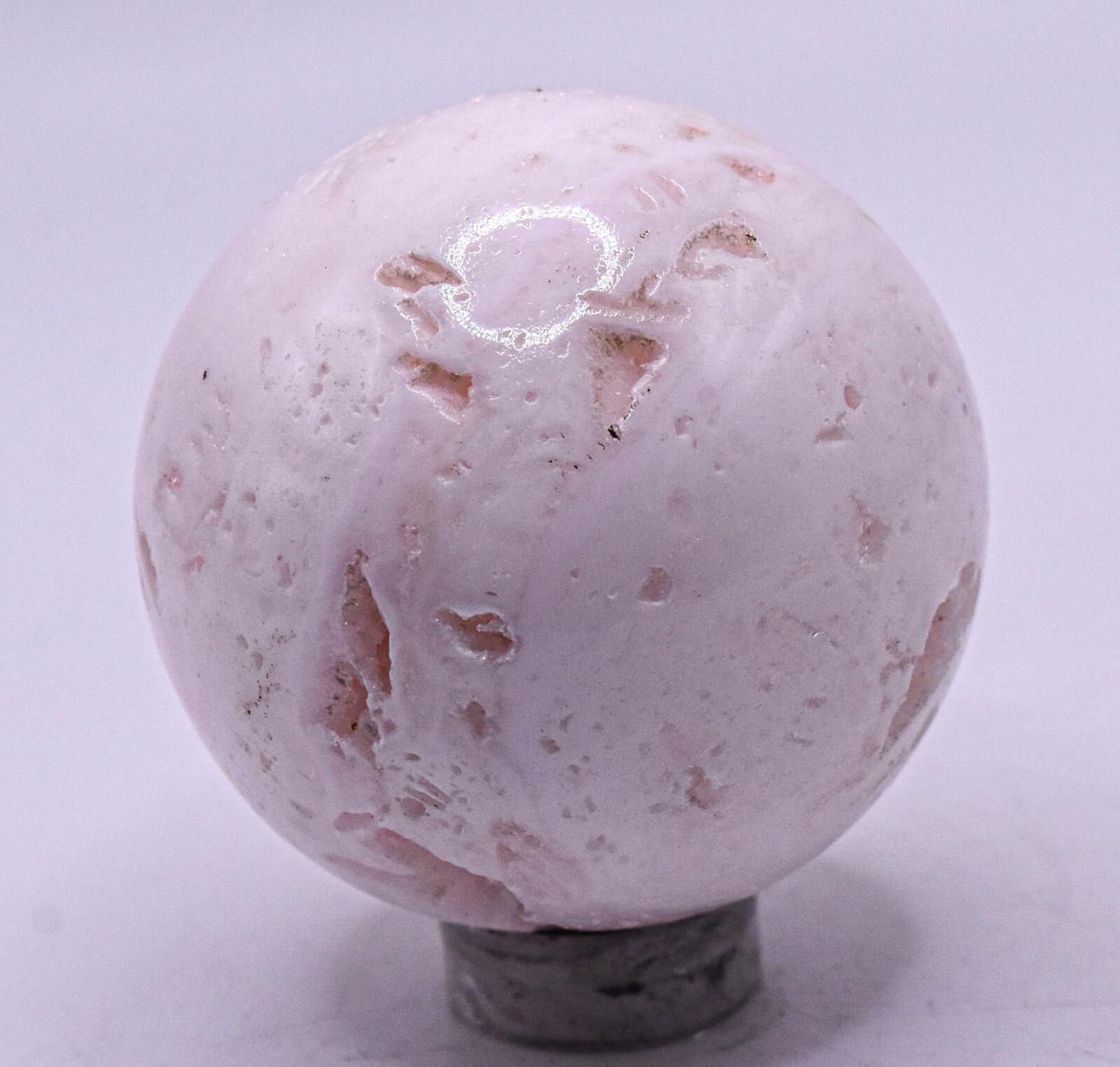 41mm Pink Mangano Calcite w/ Druzy Sphere Polished Natural Gemstone Mineral Peru
