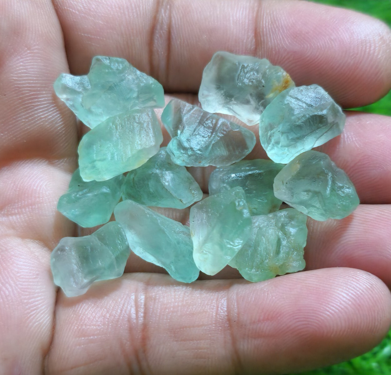 Excellent Green Fluorite Raw 13 Pcs 13-17 mm Loose Gemstone For Jewelry Making