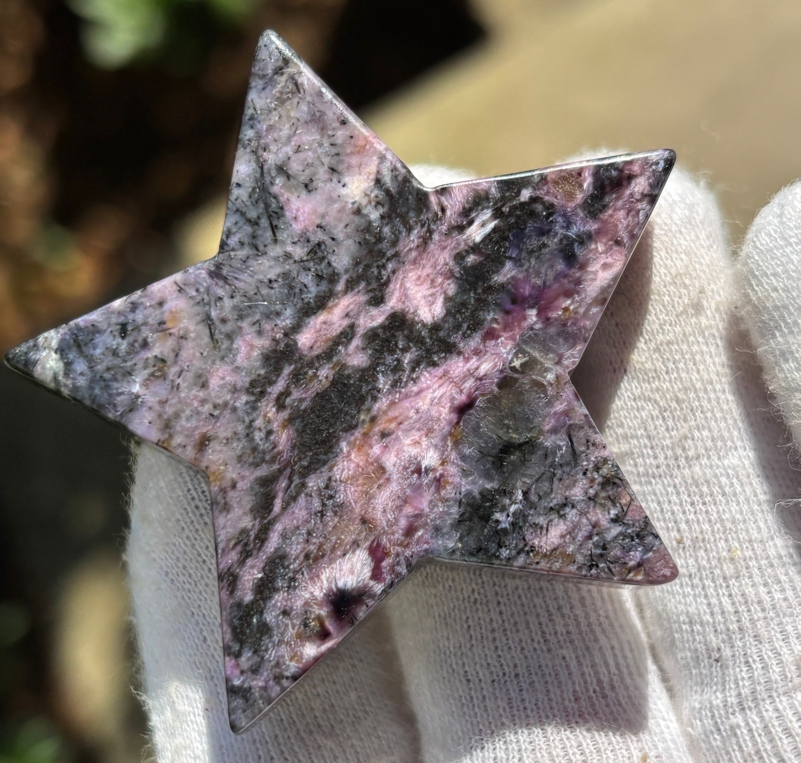 USA SALE 61g LOT 2 CHAROITE STARS STAR PALMSTONES PALMSTONE Palm Stone Stones