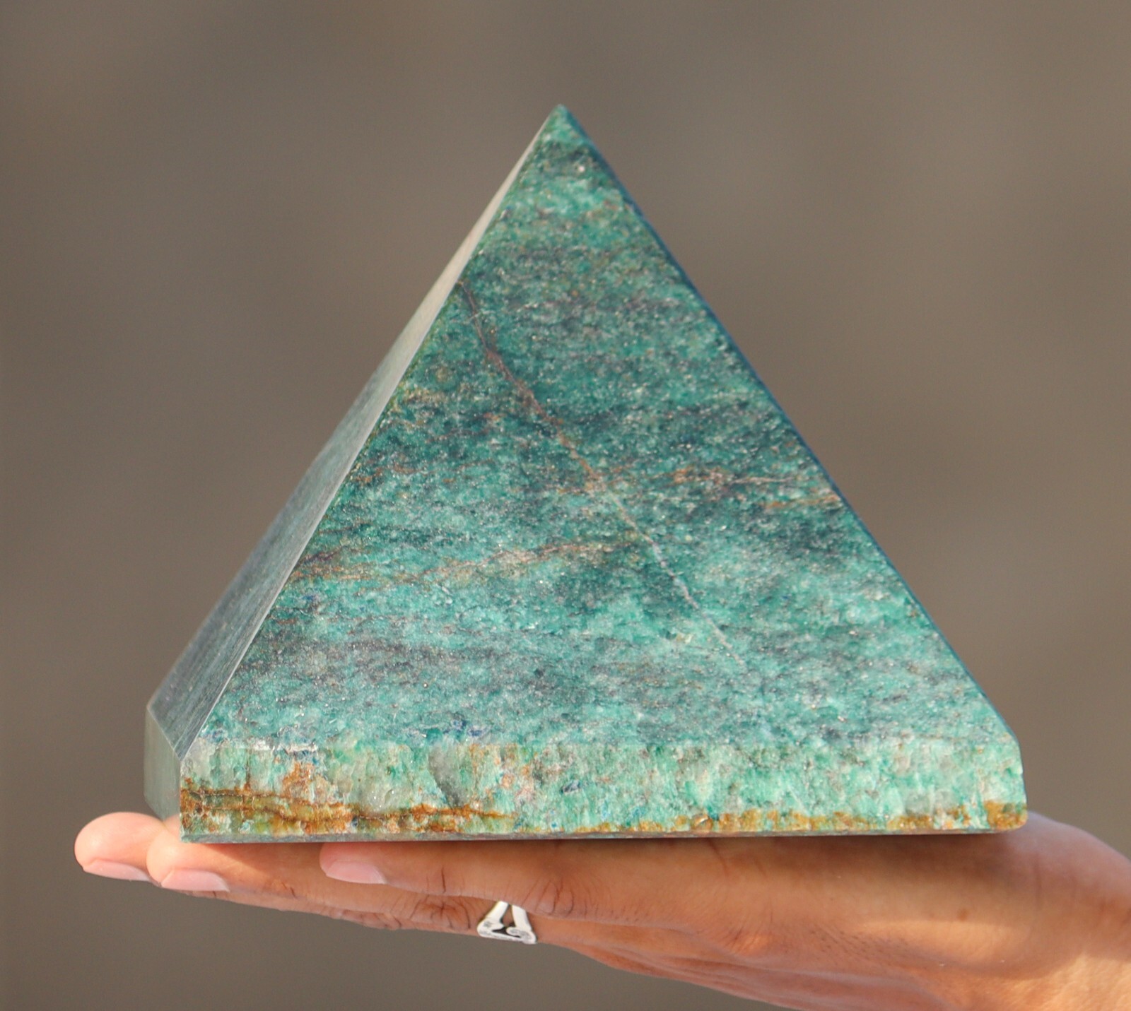 7.5LB! 150MM Green Kyanite Pyramid Natural Reiki Energy Healing Crystal Stone