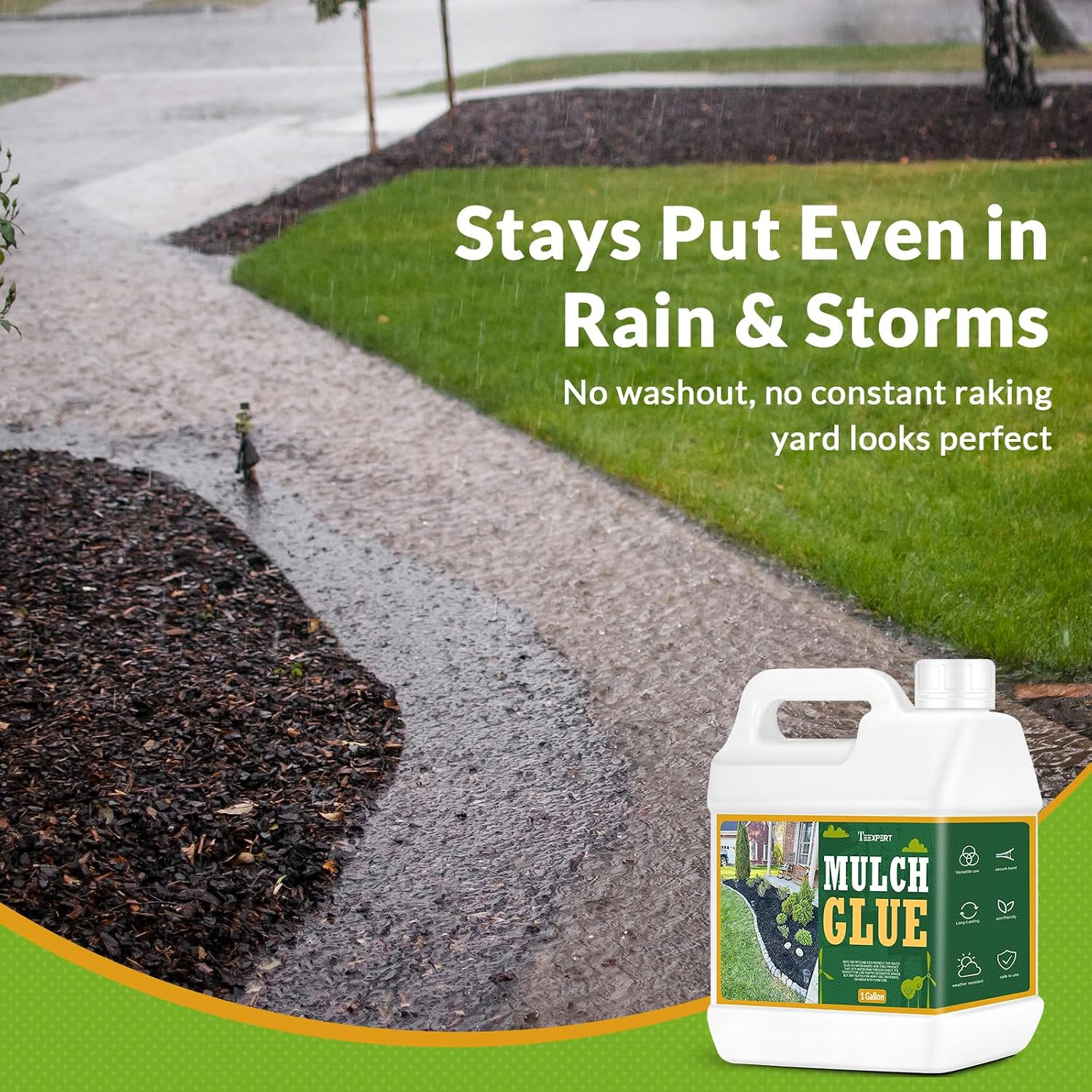 Mulch Glue for Landscaping, 1 Gallon Rock Glue for Landscaping Gravel Binder Adh