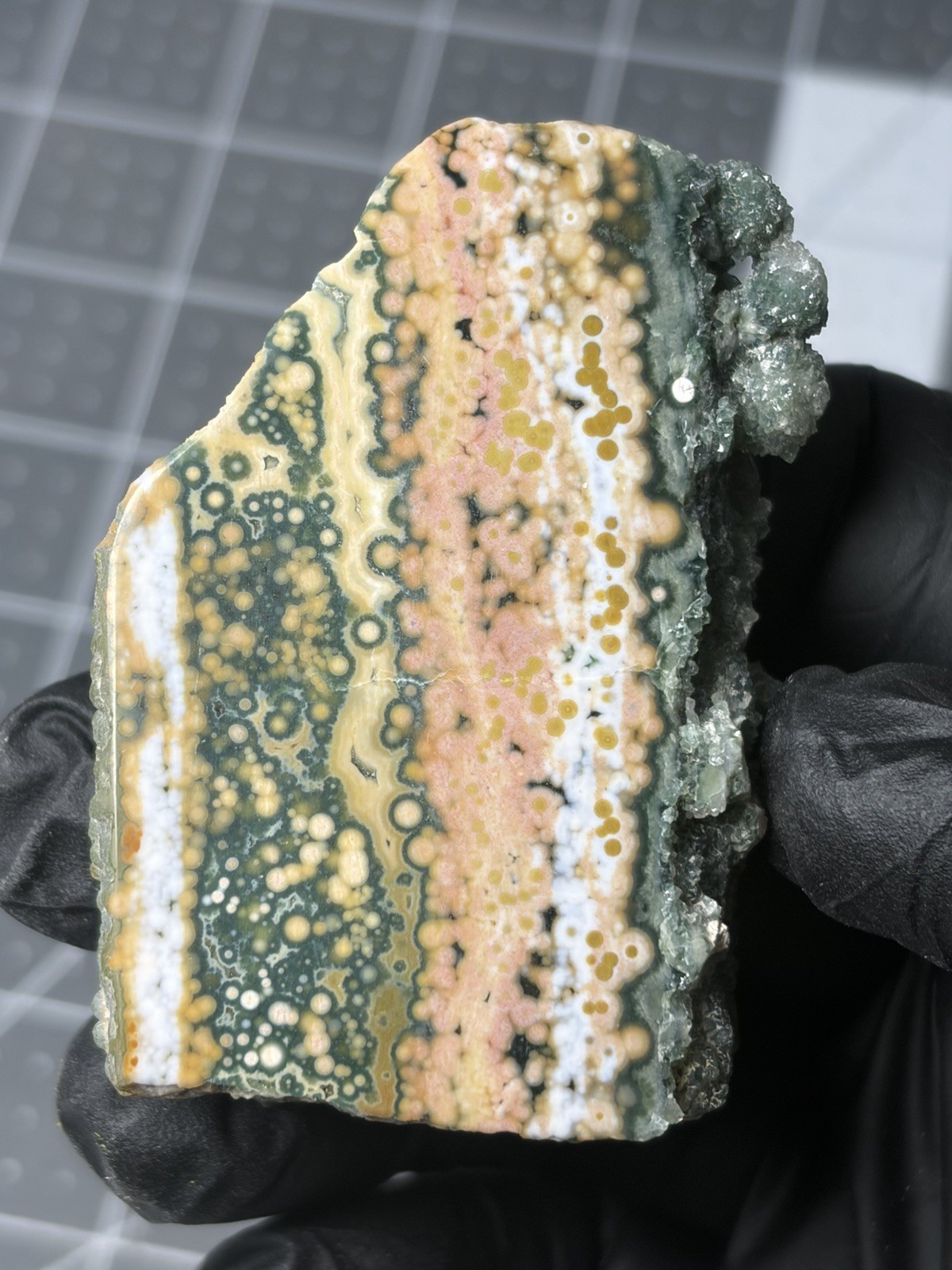 Excellent Ocean Jasper Face Polished Specimens Colorful Orbs Druzy