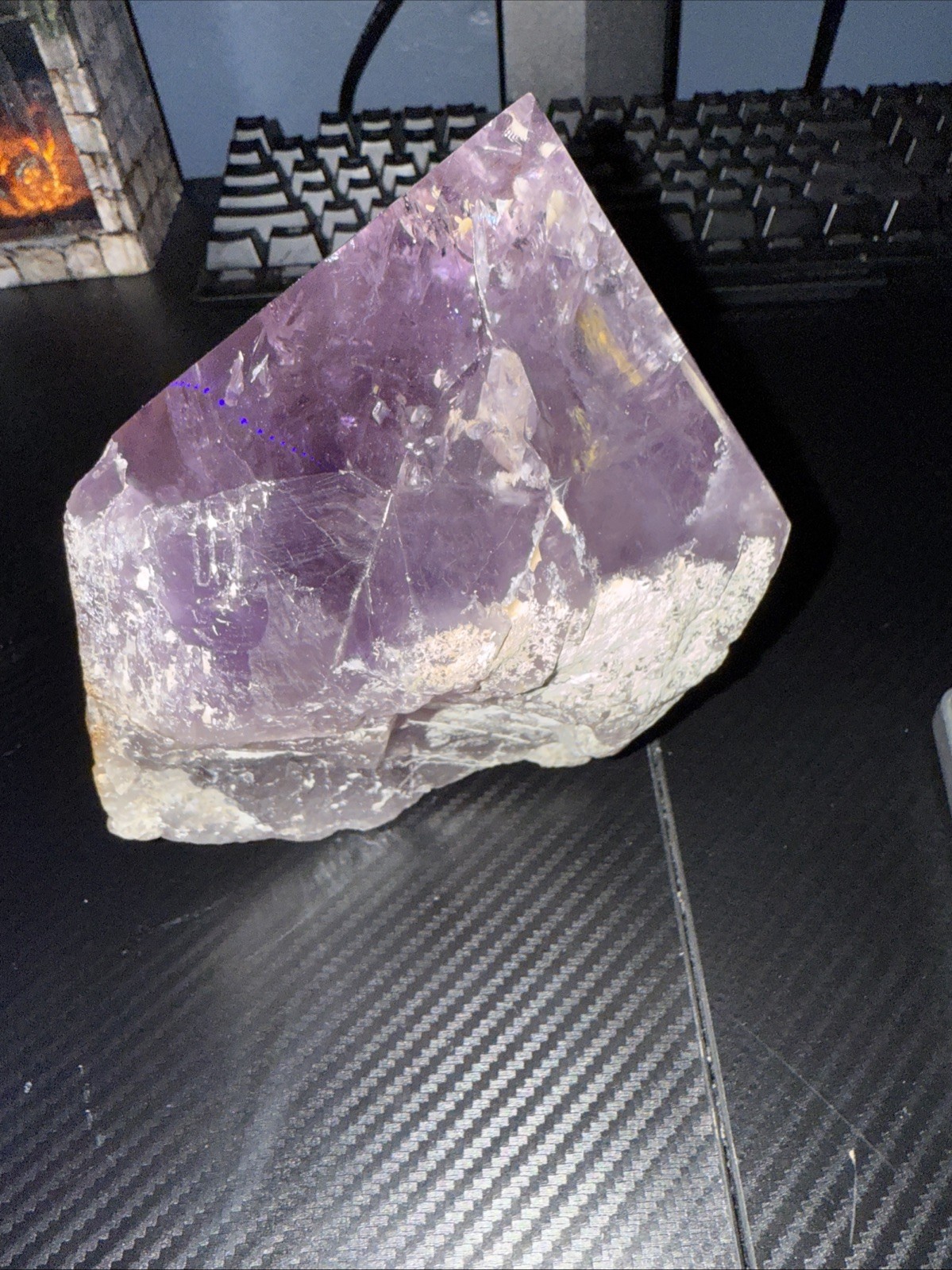 amethyst Freeform With Tower Point 5lbs 9in tall￼