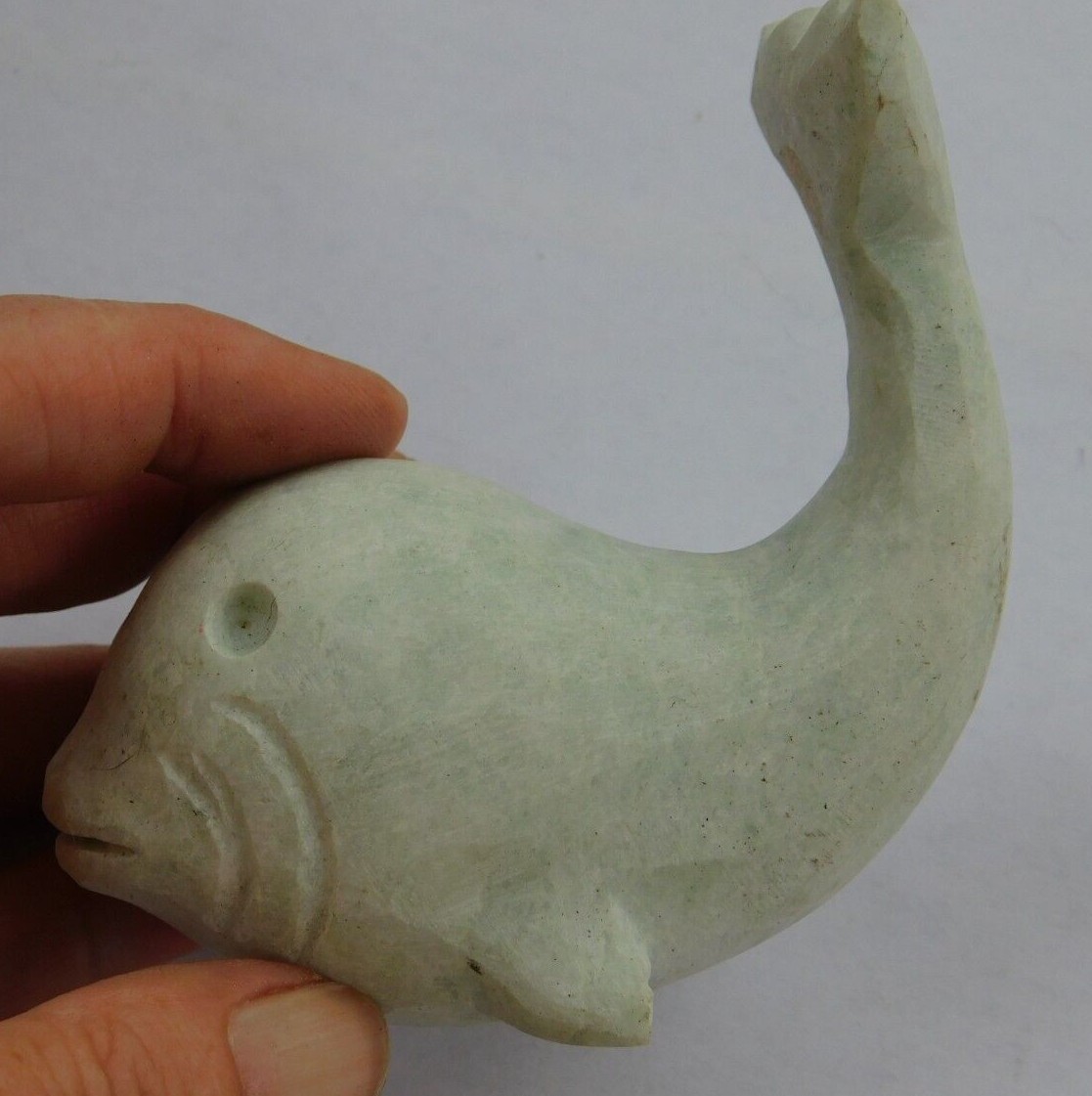 Dolphin Figurine Soapstone Hand Carved Almost 4 inches