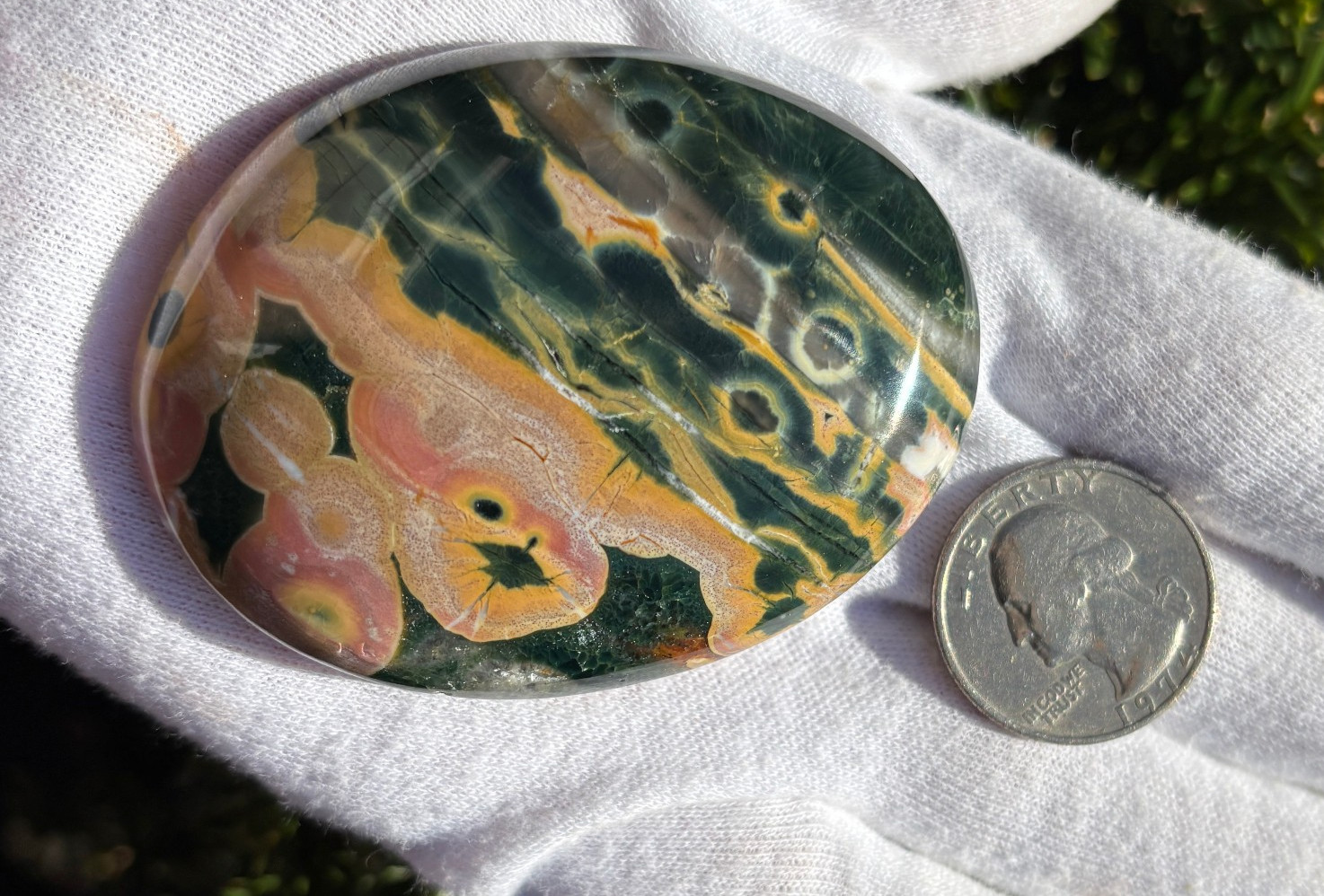 USA SALE 94g 2.3″ KABAMBY OCEAN JASPER OJ PALM TONE PALM STONE Green
