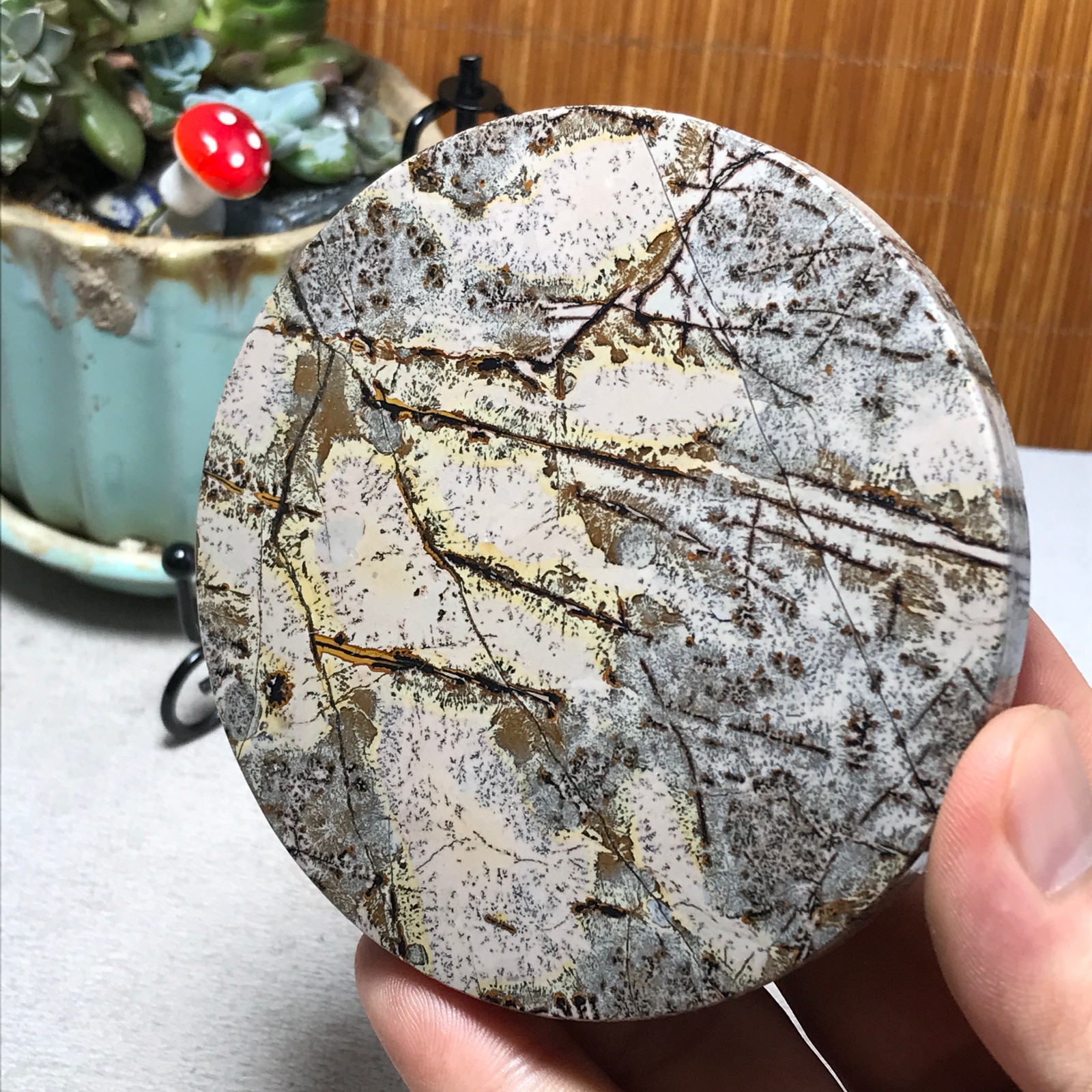 93mm Natural Chinese painting stone crystal ornaments for home decoration A6485