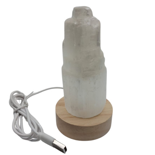 Selenite Natural Tower USB LED Healing Crystal Night Light Decor Lamp UK Stock