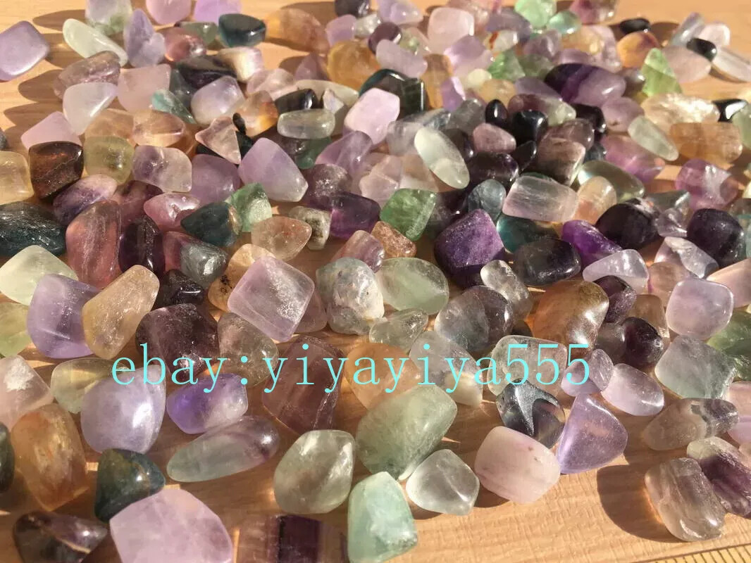 Wholesale 1 lb Tumbled Rainbow Fluorite Gemstone Crystals Gem Chips Crafts DIY