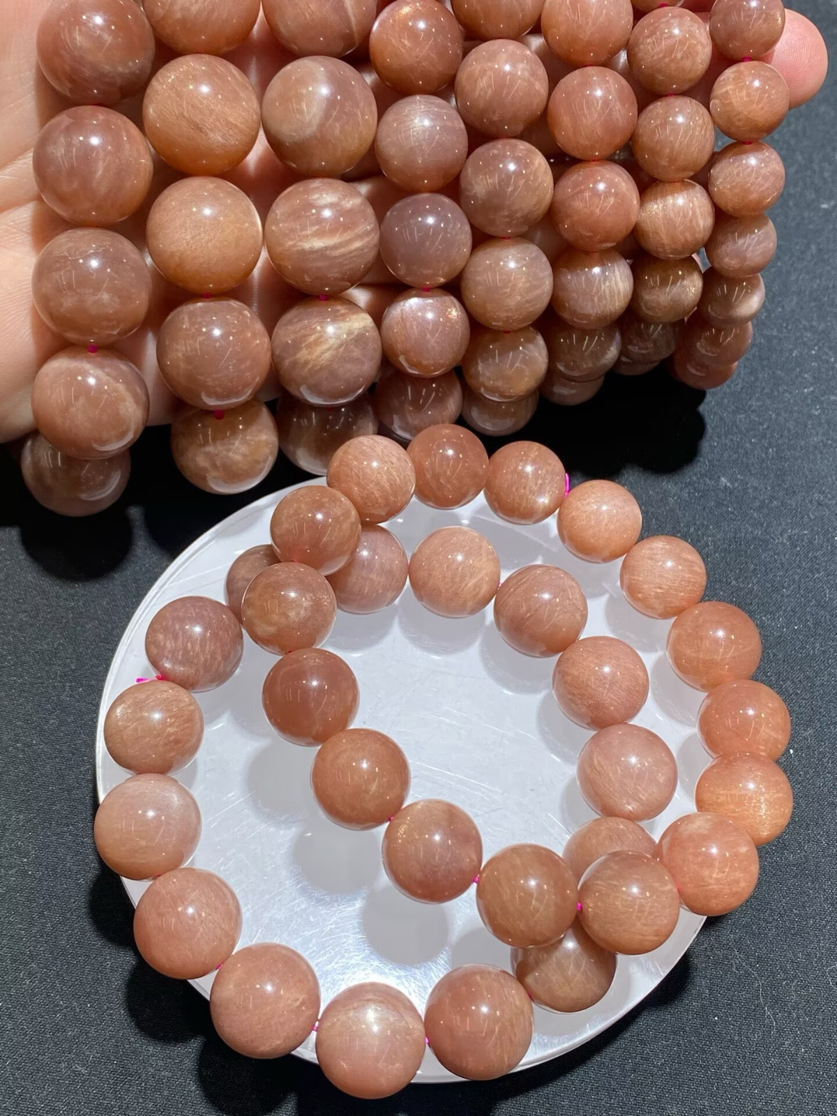 17mm Natural Sunstone bead Bracelet Reiki Crystal Quartz Healing Decorate 1pc