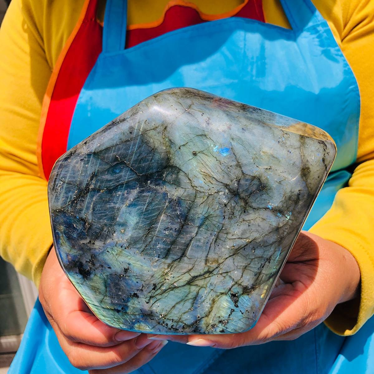 4.02LB Natural Labradorite Rough Stone For Spiritual Healing Home Decor MH4718