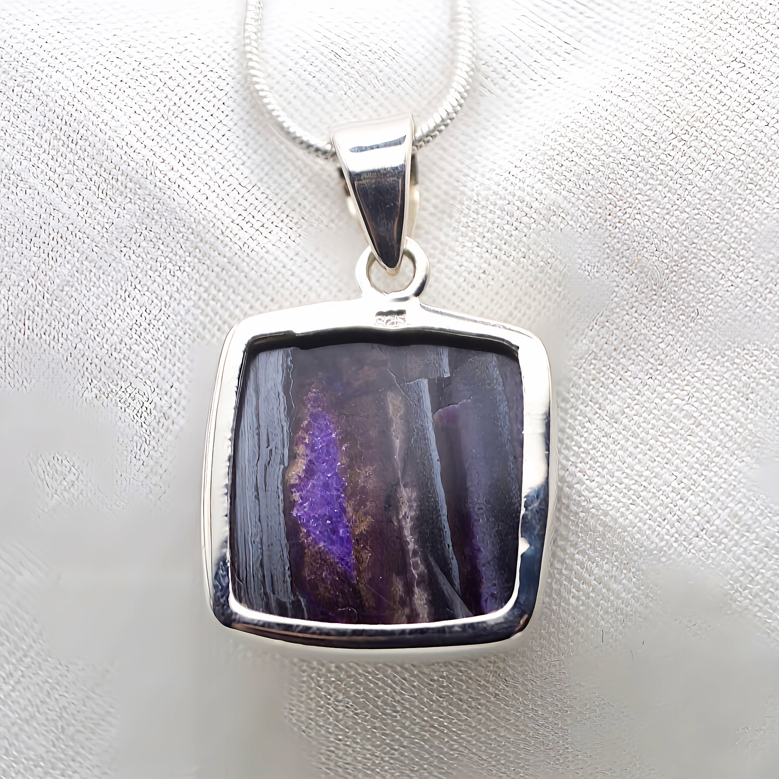 Sugilite Sterling Silver Pendant Genuine Rare Purple AA Crystal Indigo Child