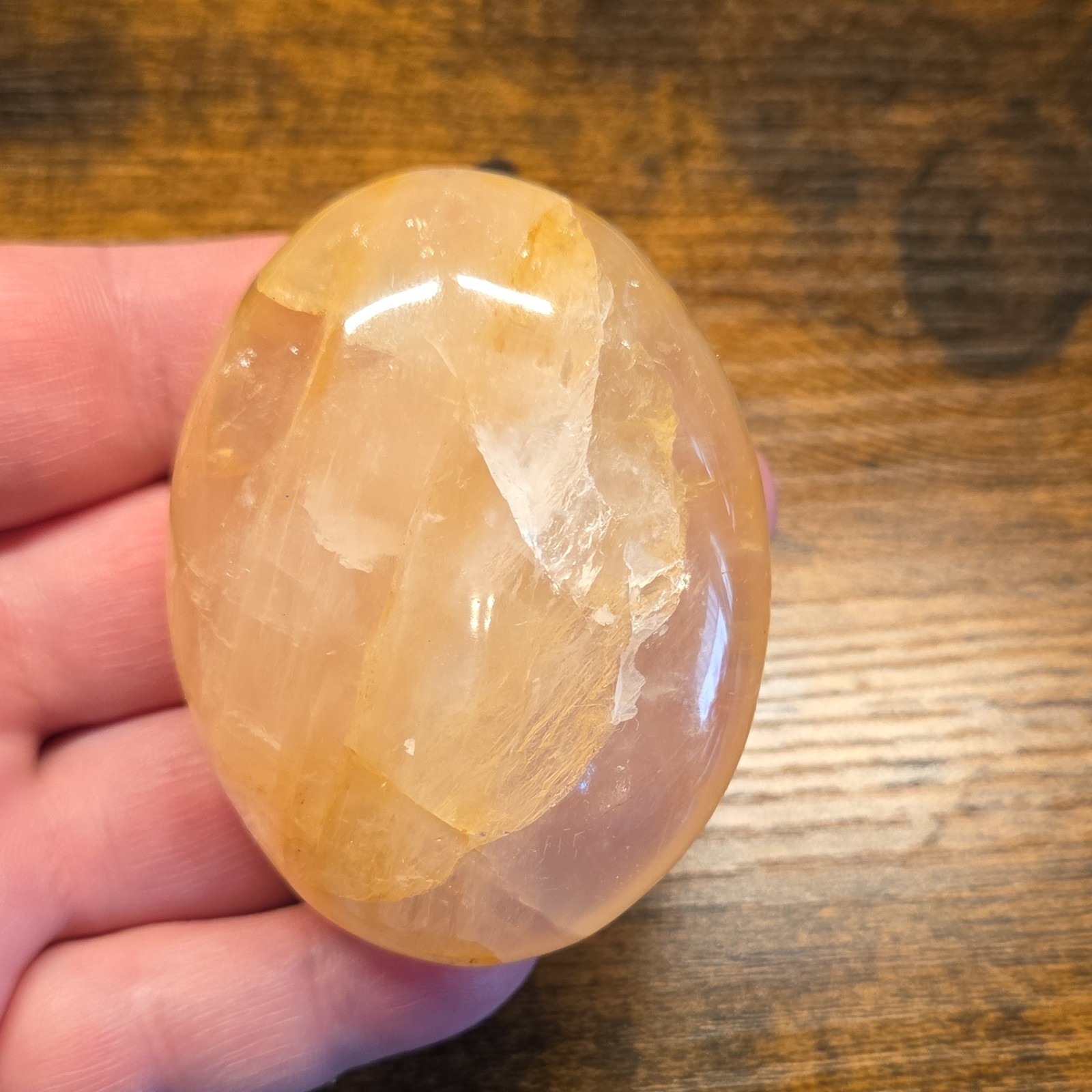 Golden Healer Quartz Palm Stone, beautiful pocket stone, crystal healing, L#10
