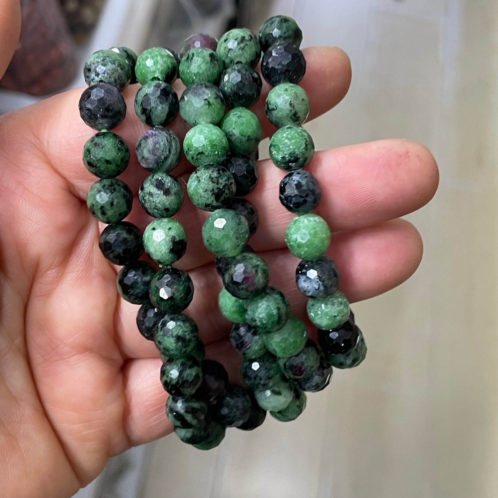 8mm 5pcs Natural Ruby Zoisite Smooth Round Ball Gemstone Beads